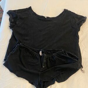 Black T-Shirt and Shorts Set